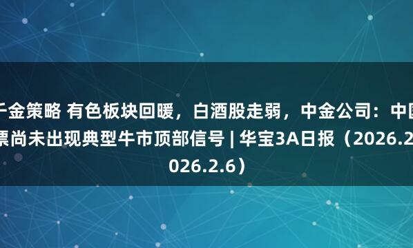 千金策略 有色板块回暖，白酒股走弱，中金公司：中国股票尚未出现典型牛市顶部信号 | 华宝3A日报（2026.2.6）